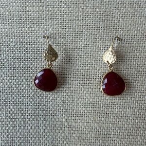 Elegant Gold and Rich Red Earrings